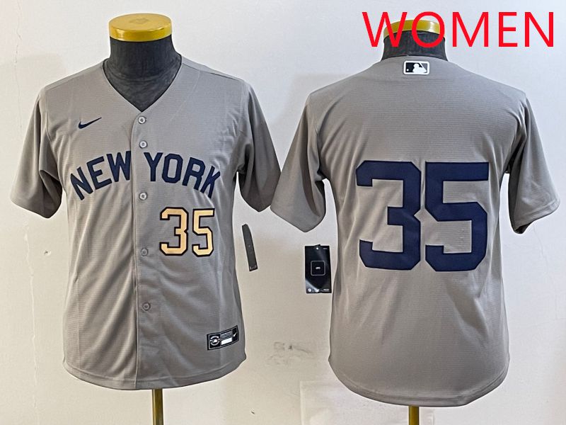 Women New York Yankees 35 No Name Grey Game 2025 Nike MLB Jersey style 2